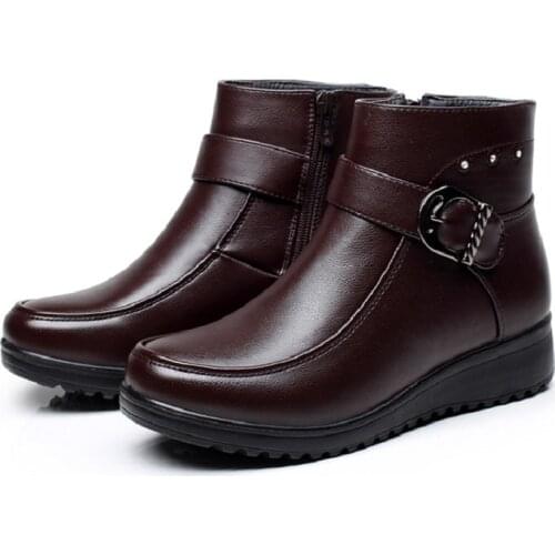 ZZPOHE Winter fashion cotton boots elderly mother comfortable large size plus velvet boots women skid boots ladies cotton shoes