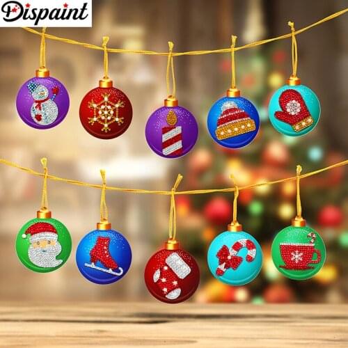 Dispaint 10pcs DIY Diamond Painting Christmas Tree Pendant Drills Special Shape Diamond Embroidery Christmas Decorations Home