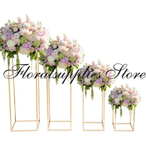 10pcs wedding decoration backdrop stand marriage stage aisle decorative flower vase gold display rack