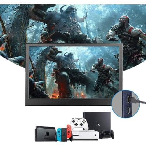15.6 inch Portable Monitor HDM 1920x1080 HD IPS Display Computer LED Monitor with Leather Case for PS4 Pro/Xbox/Phone