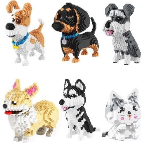 Pet Dog Blocks 16013 Mike Dog Diamond Micro Small Particles Spelling Toy Pet Dog Block Educational Model Toys for Children Gifts