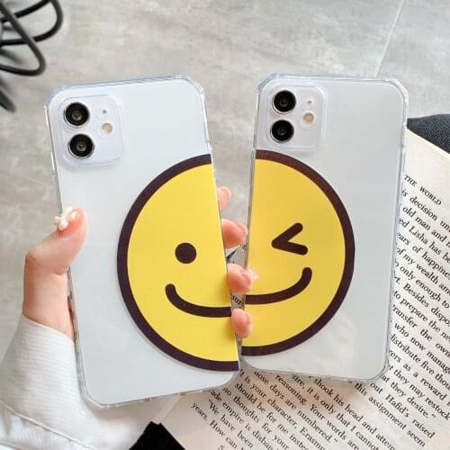 Happy Smile Face Couple Phone Case for iPhone 12 11 Pro Max Soft Tpu Back Phone Cover On iPhone X XR XS-Max XS 7 8 Plus Se 2020