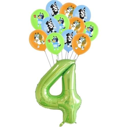 40 inch digital cartoon dog bingo game blue dog latex balloon decoration pet puppy balloon happy birthday banner hat decoration