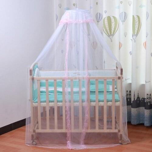 Royal Court Style Kids Bed Mosquito Net Mesh with Lace Foldable Breathable Bedding Dome Bed Canopy for Toddler Crib Bedcover