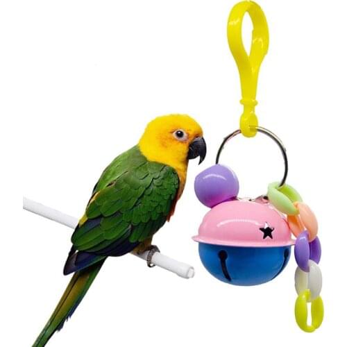 Dorakitten 1pc Creative Parrot Bell Toy Funny Interactive Parrot Cage Toy Bird Hanging Toys Bird Chew Toys Pet Supplies