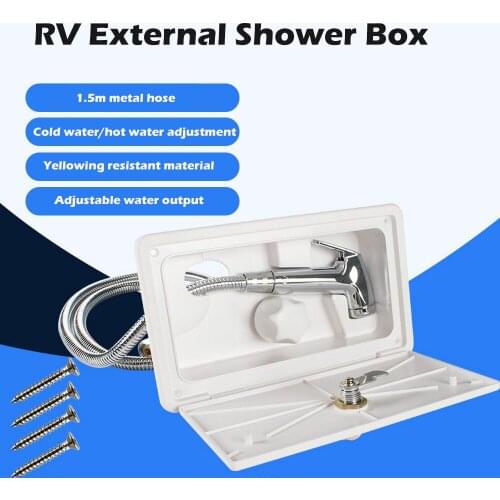RV External Shower Car Shower Box Hot and Cold Switch Rain Shower Head with Metal Hose RV Shower Accessories