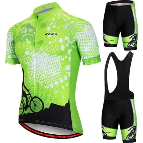 JPOJPO Bike Team Cycling Set Men Anti-UV Cycling Clothing Man Summer Mountain Bike Clothing Quick Dry Bicycle Cycling Jersey Set