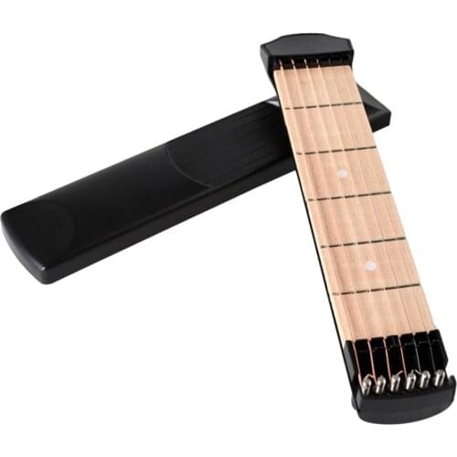 Pocket Guitar Electric Guitar 6 Strings Wooden Practice Trainer Tool Gadget For Beginners Guitar Finger Exerciser Display