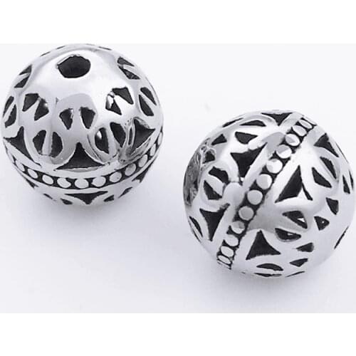 Small Hole 316l Stainless Steel Hollow Round Ball Bead Fit Original Charm Bead Bracelet Necklace DIY Jewelry Making