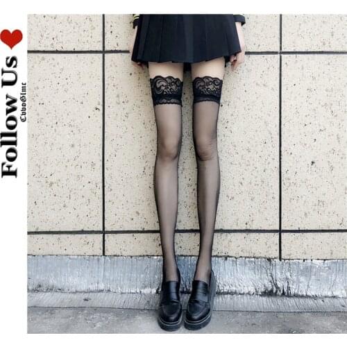 Lolita Lace Over The Knee Socks Women Thin Transparent Stockings Sexy Cute Japanese JK G Stockings Summer Thigh High Stockings