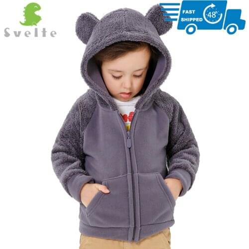 SVELTE Fall Winter for Children Boys' Fur Soft Fleece Hoody Girls Hooded Jacket Outerwear Coat Clothing with Cartoon Bear Ears