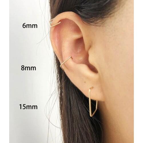 Domino Handmade Simple Square Hoop Earrings wire wrapping little hoops unisex minimalist