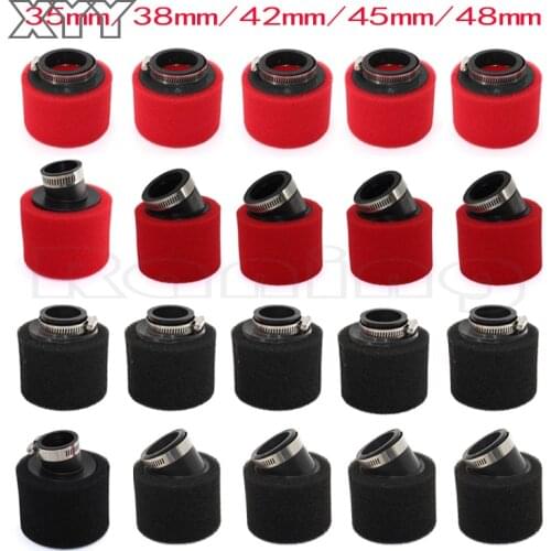 Motorcycle pit dirt bike ATV parts 35mm 38mm 42mm 45mm 48mm Bent Angled & Straight Foam Air Filter Pod PIT Quad Dirt Bike Buggy