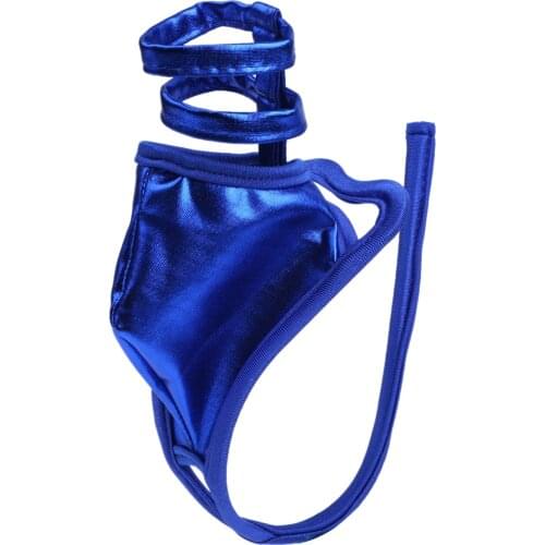 Mens Erotic Lingerie Crotchless Underwear Patent Leather C-string Bikini Briefs Panties for Sex Bulge Pouch Hot Sexy Underpants