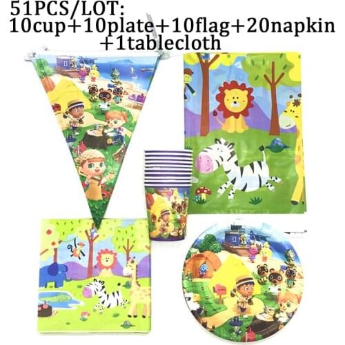 Animal Forest Game Birthday Party Decoration Banner Flag Animal Crossing Party Party Tableware Disposable Baby Shower Party Set