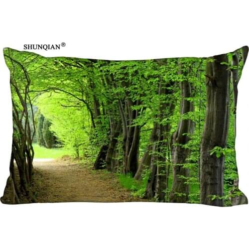 Custom Forest Printed Pillowcase Two Sides Home Living room cushion Rectangular Silk Pillowcase More size