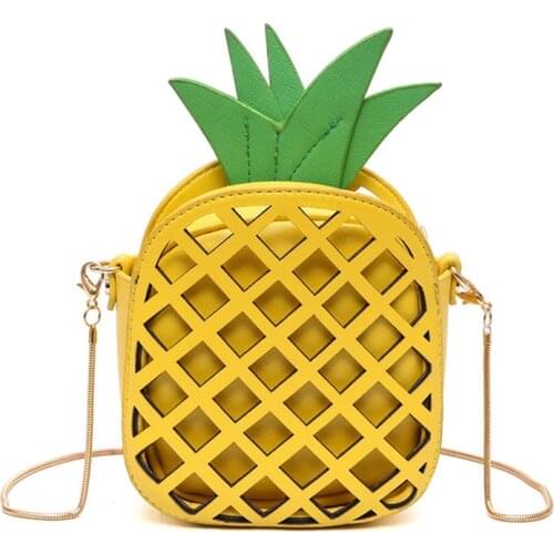 New Female brand design women fruit bags cute pineapple chain shoulder bag PU leather messenger bag clutch bag