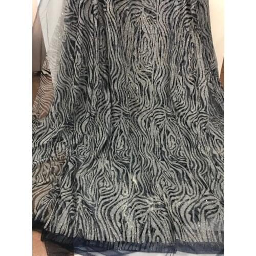 New pattern African French Lace Fabric L-62517 High Quality African Tulle Lace Fabric with Glued glitter