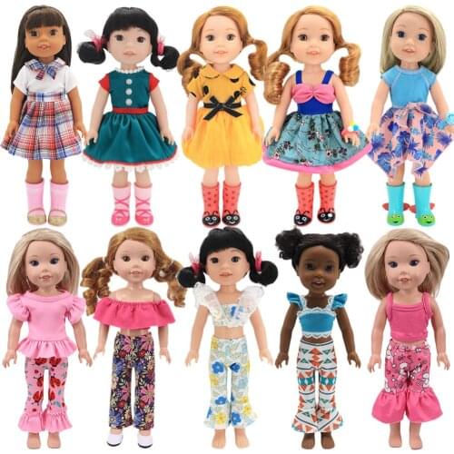 Doll Baby Clothes Suits Tops+Trousers Dress Skirts For 14.5 inch Wellie Wishers 38-40Cm Nancy American Doll Generation Girl`Toy