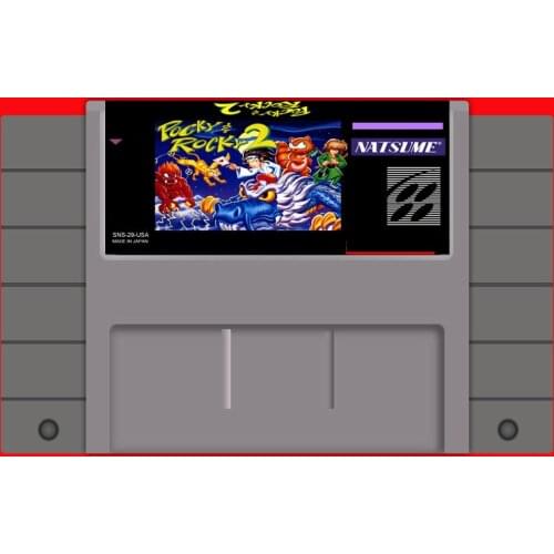 Pocky rocky 2 16 bit Big Gray Game Card For USA NTSC Game Player