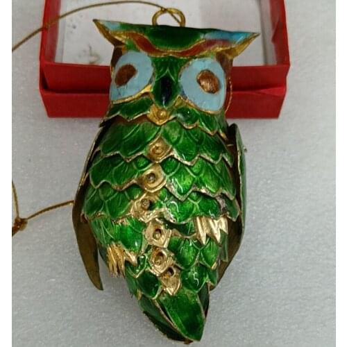 Handcrafts Cloisonne Enamel Fancy Owl Charms Keychain Animal Christmas Tree Home Decoration Hanging Ornaments Bag Pendants