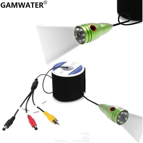 GAMWATER 1000tvl Underwater Fishing Cable+ Camera with 6PCS 1W LED white Lamp Lights