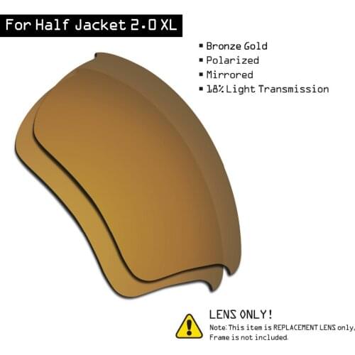 SmartVLT Polarized Sunglasses Replacement Lenses for Oakley Half Jacket 2.0 XL - Bronze Gold