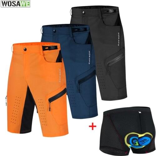 Pro Mens MTB Mountain Bike Gel Padded Cycling Shorts Bicycle Short Pants With Zipper Pockets Lightweight Breathable