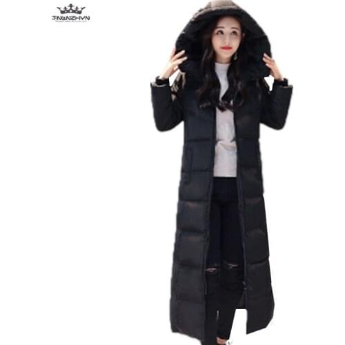 Down Jacket Female 2019 Thick Plus size Women Warm Duck Down Coats High-end Solid color Long Winter Jacket Coat Casual Outerwear