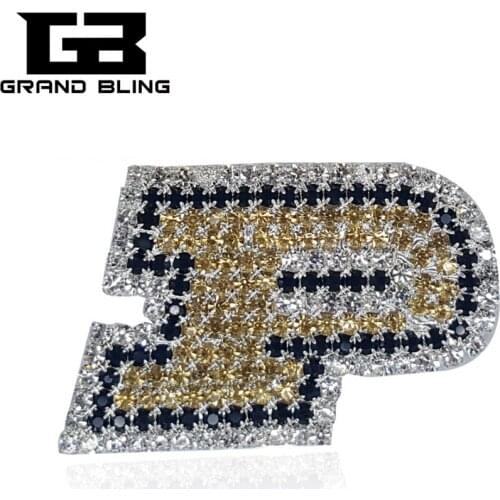 Sport Theme of Crystal Souvenir "P" Letter Lapel Pin