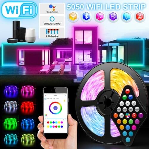 5050 RGB LED Strip Lights 5M-30M 2835 Led Light Alexa Wifi Flexible Tape LEDs Diode Ribbon For Room Decoration BackLight For TV