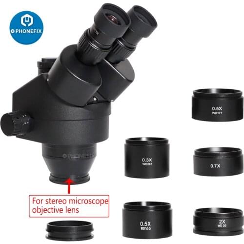 WD165 WD177 WD287 0.3X 0.5X 0.7X 1X 2X Trinocular Stereo Microscope Auxiliary Objective Lens Widefield Barlow Lens 48mm Thread