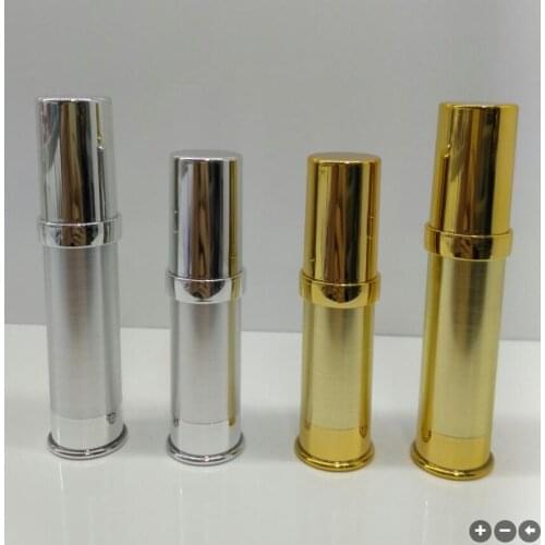 5MLplastic airless bottle silver/gold body silver/gold top/bottom for serum/lotion/emulsion/foundation/sample/test items packing