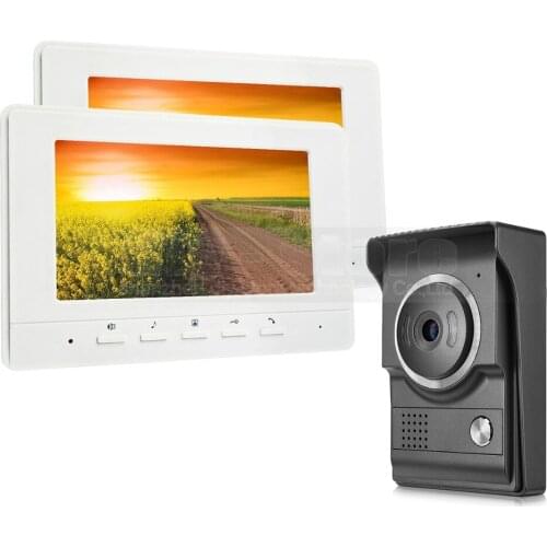 DIYSECUR 7inch Video Intercom Video Door Phone 700TV Line IR Night Vision HD Camera for Home Office Factory White 1V2