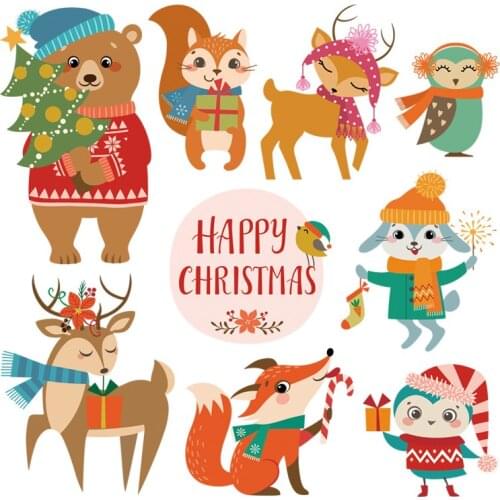 Colife Christmas Animal Patch 22*22cm Iron Appliques For Clothing DIY Accessory Decoration Heat Press Appliqued