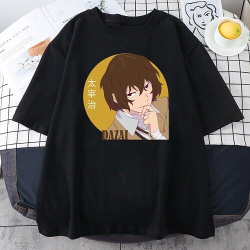 Osamu Dazai Bungo Stray Dogs Printed Female T-Shirt Vintage Manga Clothing Casual Brand Streetwear Funny Breathable Tshirts Men