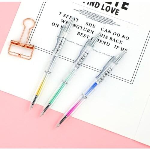 1pc Simple 0.5MM Stationary Pens RAINBOW Color Gel Pen Creative Press Neutral Pen Black Ink School Supplies Kawaii