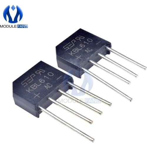 10PCS Electronic Diy KBL610 1000V 6A Diode Bridge Rectifier Single Phase Bridge Rectifier KBL-610 High Temperature Soldering