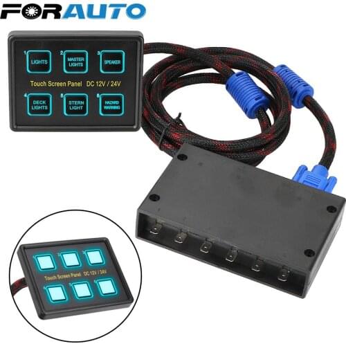 12V/24V 6 Gang LED Switch Panel Slim Touch Circuit Control Panel Box Touch Screen Switches Panel for Car Marine Caravan