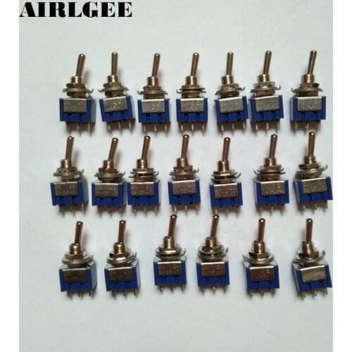 20Pcs/lot MTS-102 SPDT Miniature Toggle Switch 2 Positions ON/ON 3Pin 6A 125VAC/3A 250VAC Free Shipping