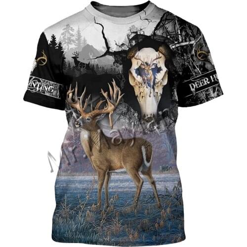 3D Print Fashion Animal Deer Hunting Colorful Men/Women O Neck T-shirt Leisure Streetwear Short Sleeve / Beach Short / Tank S-49