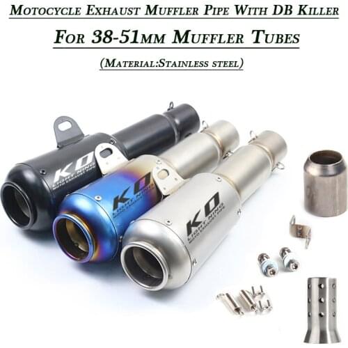 51mm Diameter Exhaust Silencer Pipe DB Killer Refit Motorcycle Stainless Steel Tail Vent Muffler Tip Tubes System Silp on