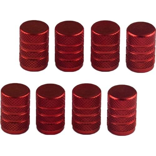 8pc Aluminum Alloy Bolt-in Car Wheel Tire Valve Stem With Dust Cap Red