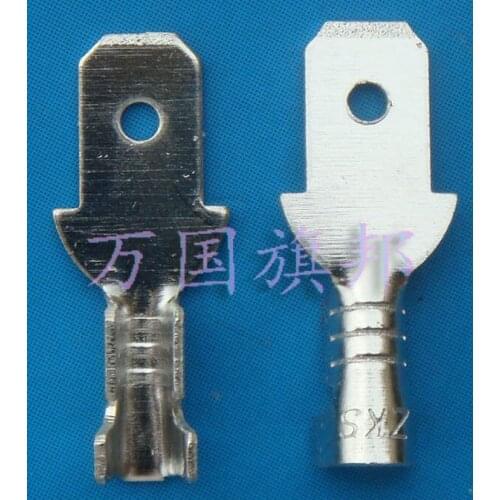 Free shipping 200pcs Crimping insert terminal 4.8 insert spring insert 4.8mm male copper
