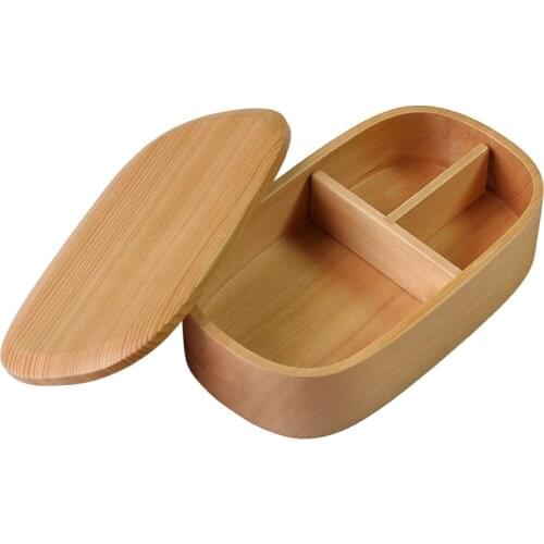 Wooden separate lunch box single layer Japanese household lunch box wood retro double layer sushi solid wood as a box