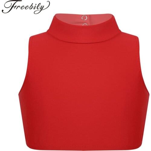 Children Kids Girls Sleeveless Criss Cross Back Tanks Bra Tops Crop Top for Ballet Dance Stage Performance Workout Gymnastic Top