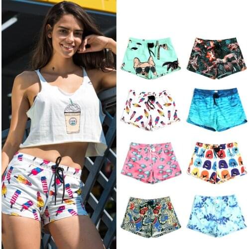 Women print beach board shorts sexy swimwear 2021 women swim trunks sports gym shorts women surf bikini shorts