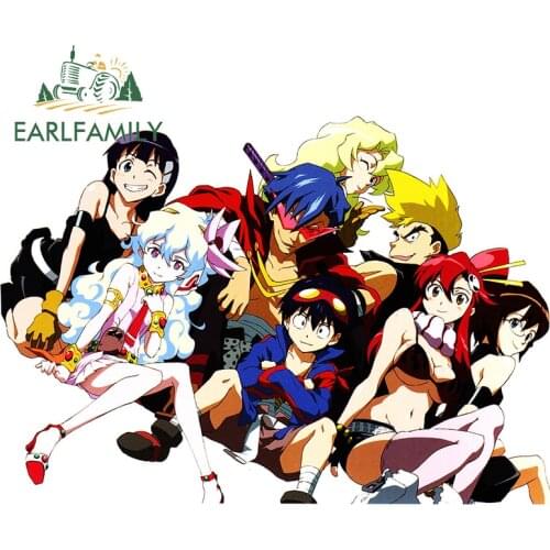 EARLFAMILY 13cm x 9cm for Tengen Toppa Gurren Lagann Car Sticker Waterproof Decal Scratch-Proof Windows Windows Car Styling