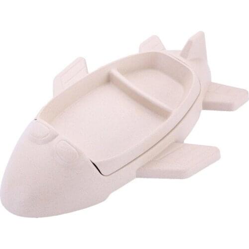 1set Creative Cartoon Plane Shape Baby Plate Dish, Plate Cup Folk Spoon Chopsticks Children Gift Tableware Kid Feeding Plate