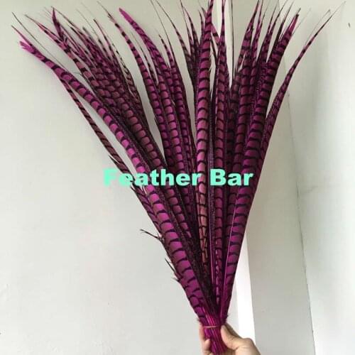 Leading Supplier Factory Sales Cheap 50pcs/lot 90-100cm 70-80cm Length Natural Hot Pink Dyed Lady Amherst Pheasant side Feathers